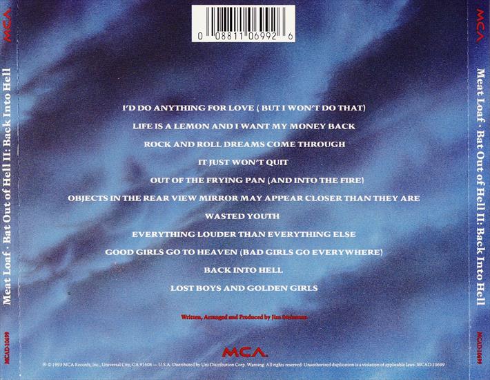 CD BACK COVER - CD BACK COVER - MEAT LOAF - Bat Out Of Hell Vol.II Back Into Hell.bmp